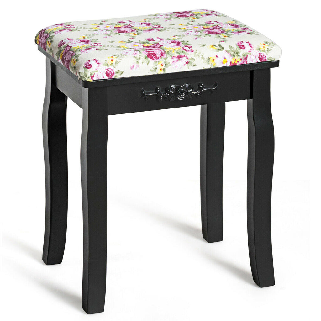 Vanity Stool – Floral Upholstered, Color Options