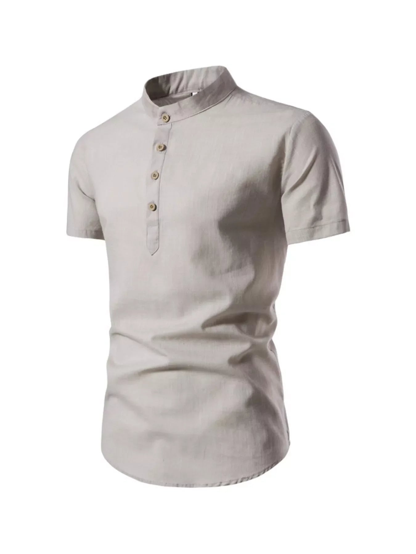 Men’s Plus Size Mandarin Collar Short Sleeve Shirt