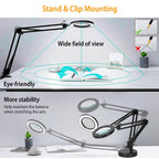 8X LED Magnifying Desk Lamp with Stand & Clamp – Black
