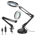 8X LED Magnifying Desk Lamp with Stand & Clamp – Black