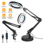 8X LED Magnifying Desk Lamp with Stand & Clamp – Black