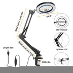8X LED Magnifying Desk Lamp with Stand & Clamp – Black