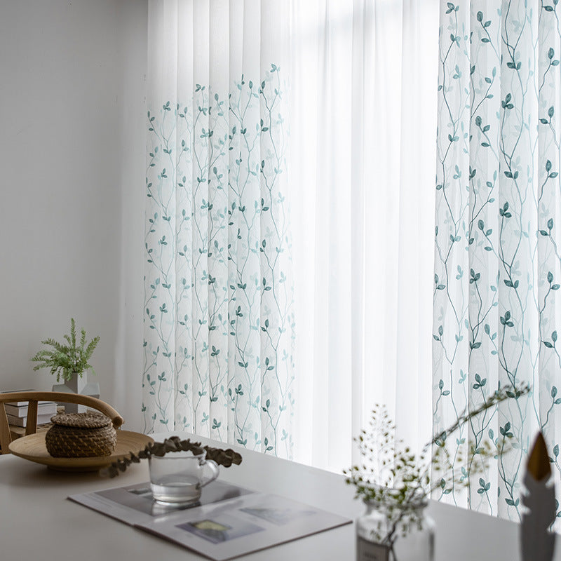 Pastoral Sheer Embroidered Curtain – Light-Filtering Design