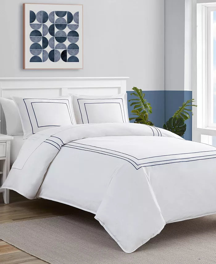 Nautica Alden White Embroidered 2-Piece Duvet Cover Set – Twin
