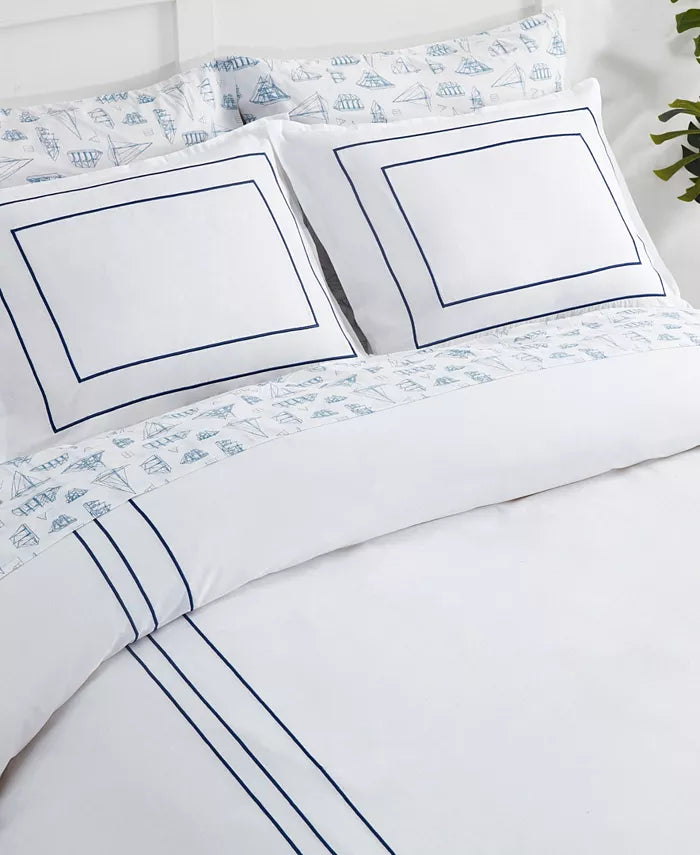 Nautica Alden White Embroidered 2-Piece Duvet Cover Set – Twin