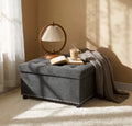 Tufted Storage Ottoman with Nailhead Trim – Dark Gray