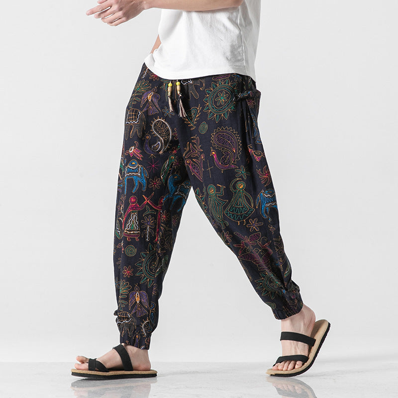 Men’s Retro Cotton Drawstring Pants