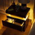 Modern LED Nightstand with 2 Drawers – Black