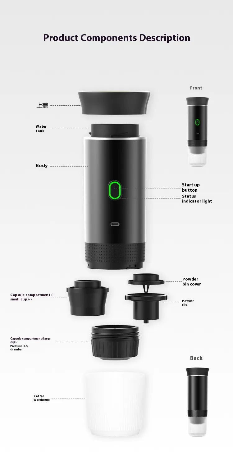 Portable Wireless Coffee Maker – Rechargeable Travel Brewer
