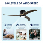 52" Flush-Mount Solid Wood Ceiling Fan with LED Light & Remote