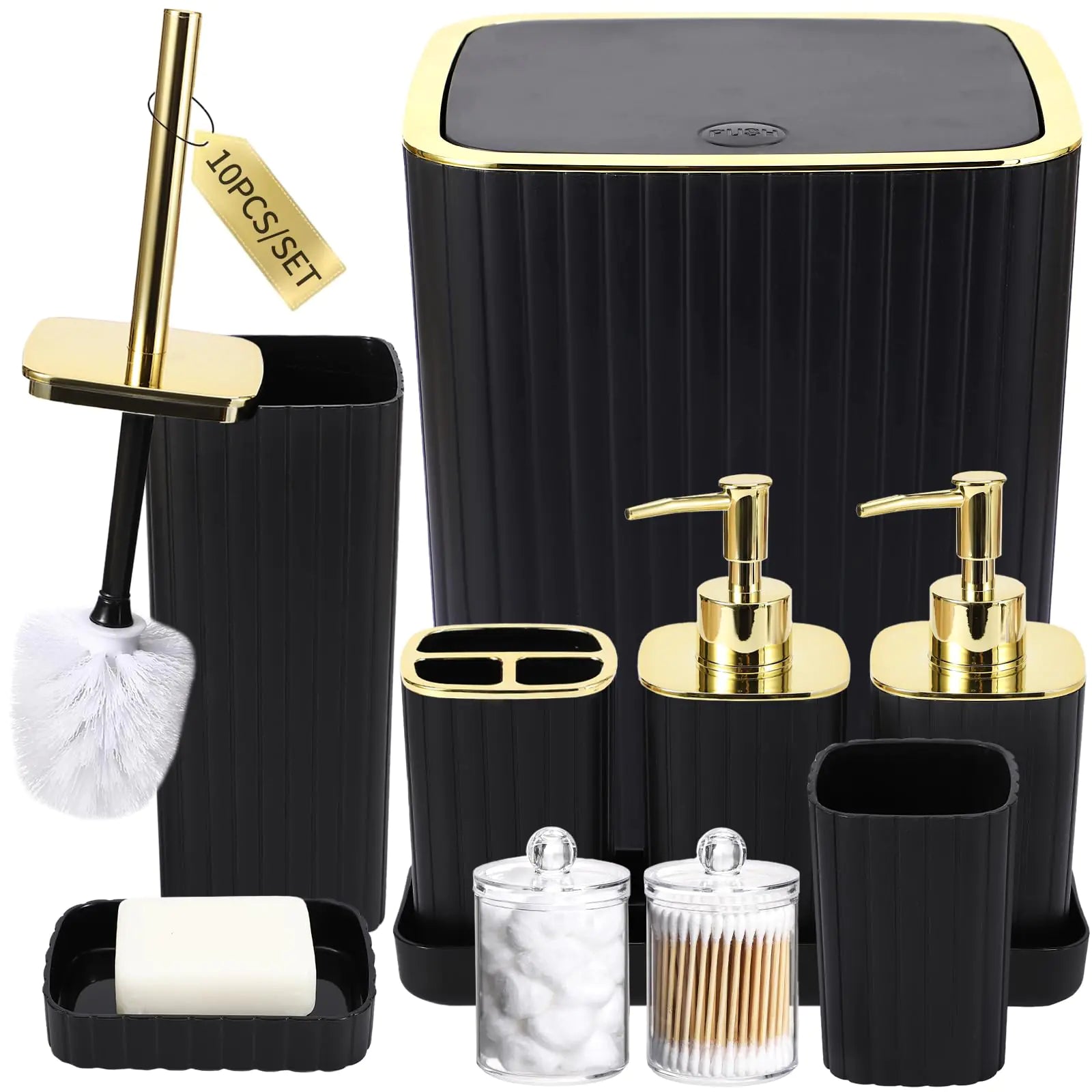 10-Piece Bathroom Accessory Set with Trash Can & Toilet Brush – Xlhomo