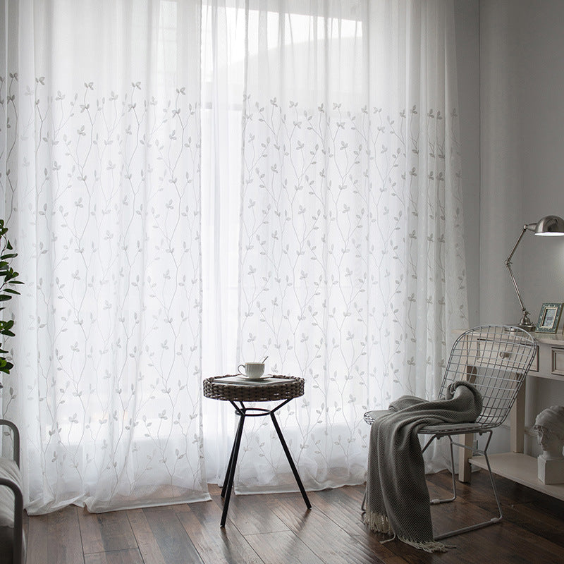 Pastoral Sheer Embroidered Curtain – Light-Filtering Design