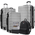 5-Piece Hardside Expandable Luggage Set – Keytang explorer (Silver)