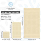8-Piece Combed Cotton Towel Set (Beige)