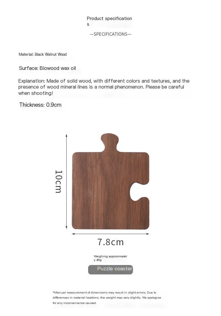 Solid Black Walnut Puzzle Coaster Set