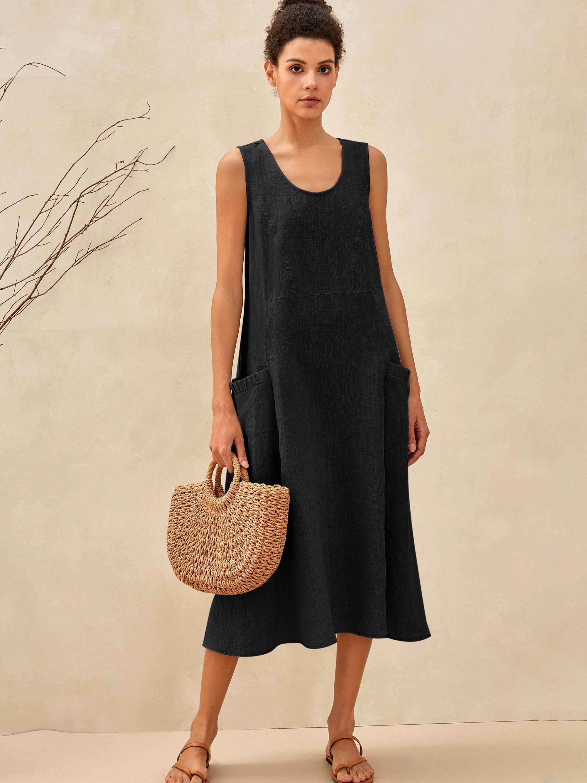Women’s Relaxed Linen Midi Dress