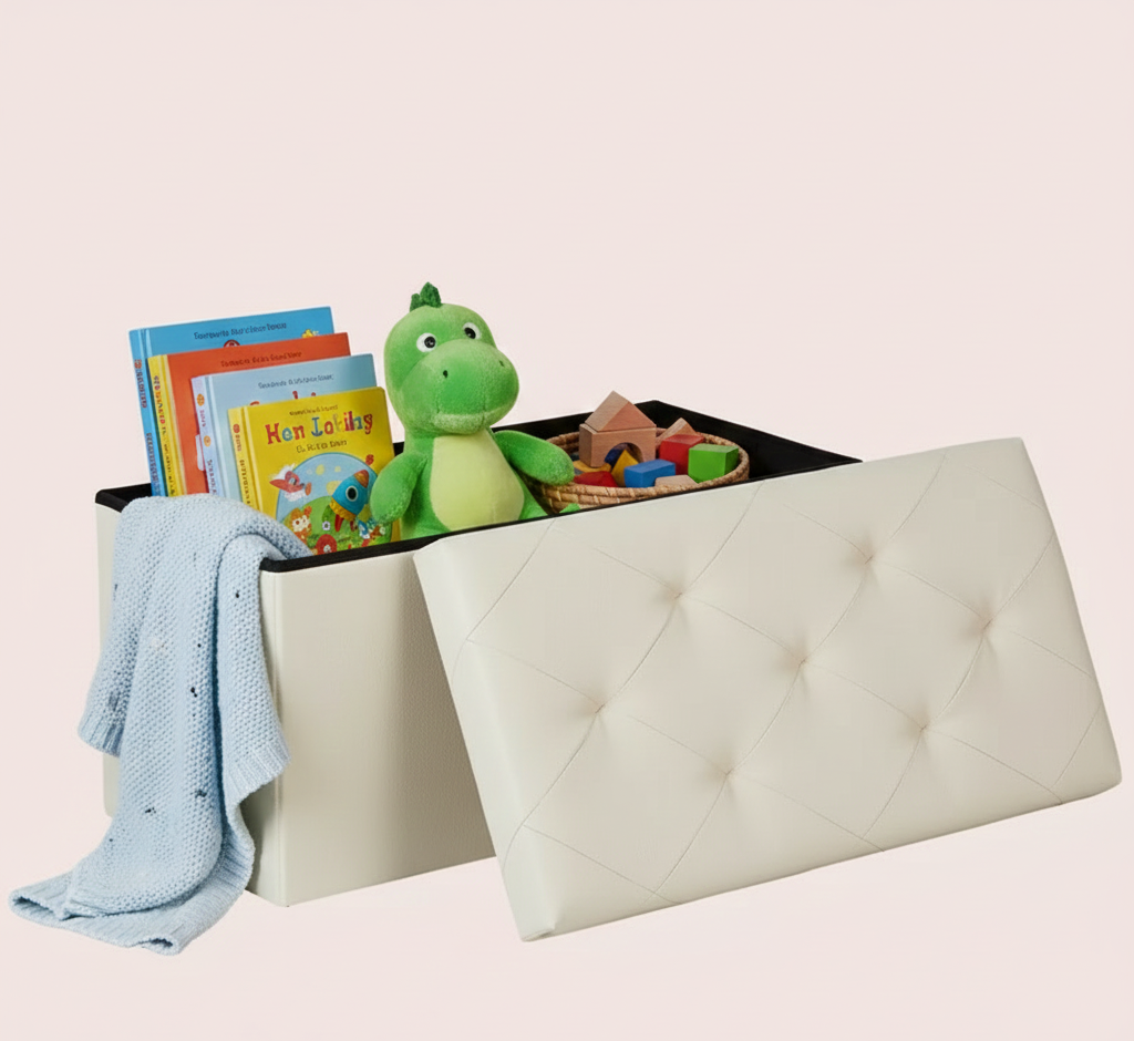 Folding Storage Ottoman Bench – Multiple Sizes & Colors