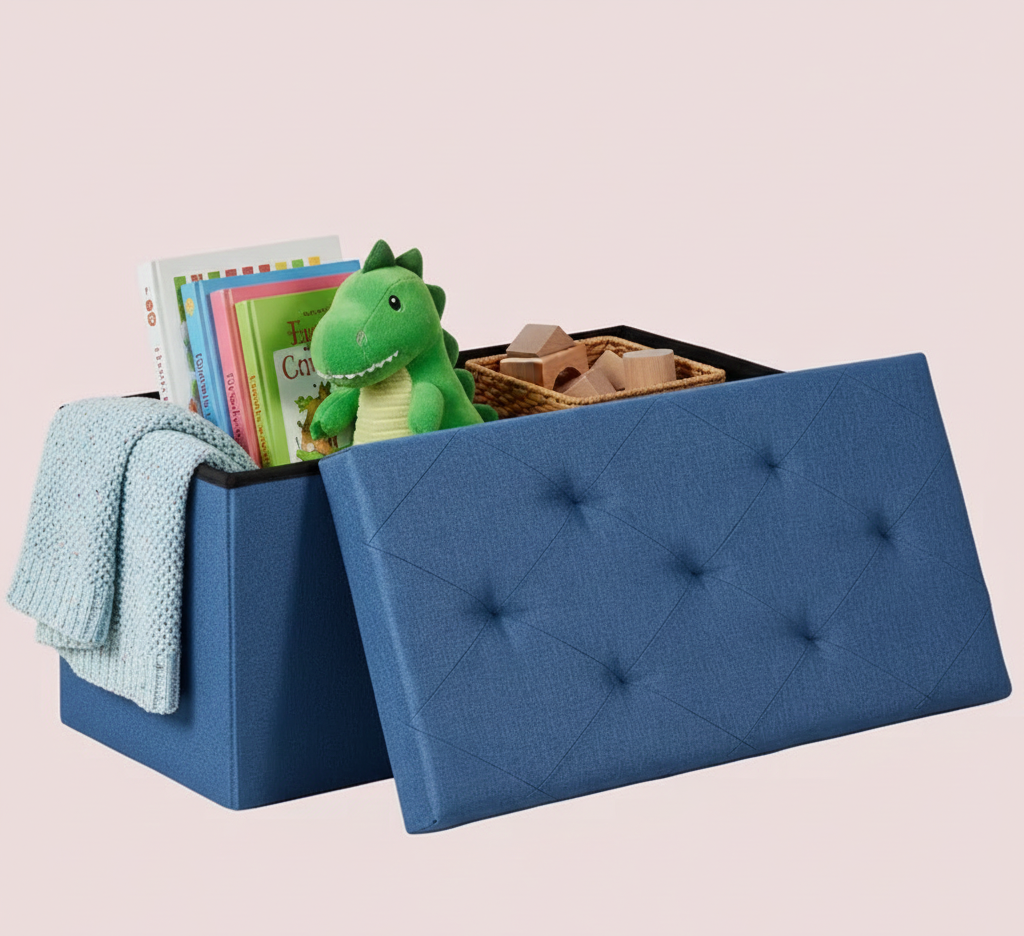 Folding Storage Ottoman Bench – Multiple Sizes & Colors