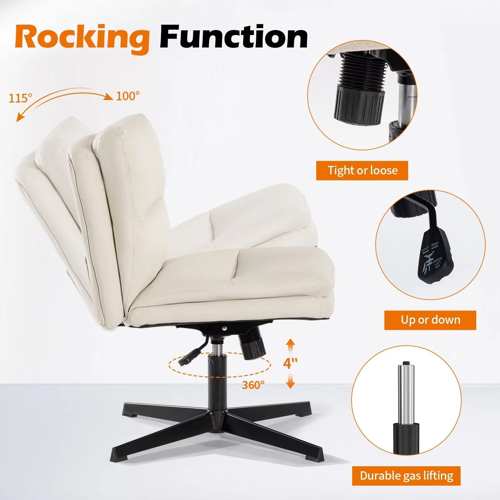 Leather Home Office Chair – Armless Ergonomic Design