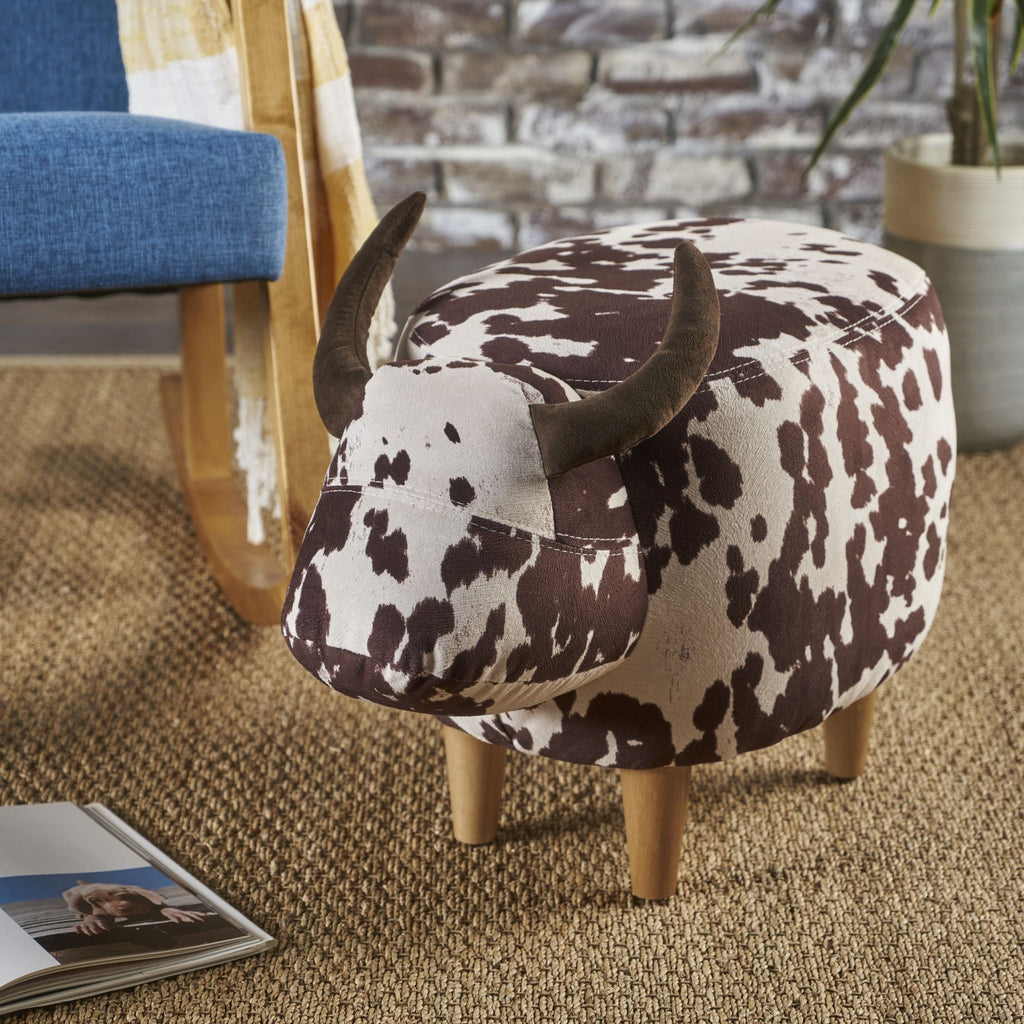 Cow-Shaped Accent Ottoman Footstool – Color options