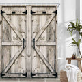 Rustic Wooden Barn Door Shower Curtain – NYMB (54 × 70, Hooks Included)