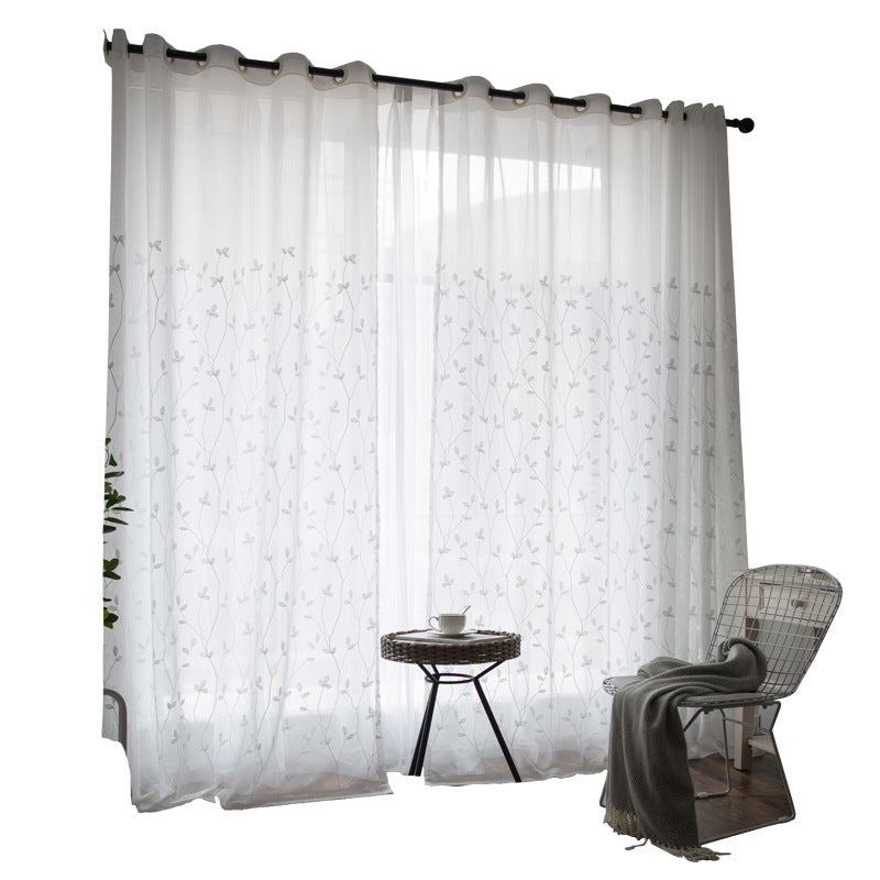 Pastoral Sheer Embroidered Curtain – Light-Filtering Design