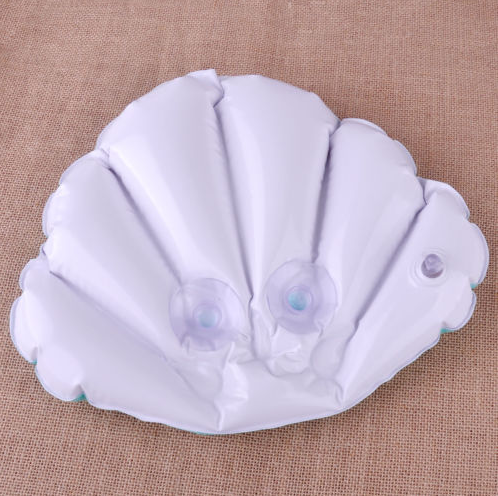 Inflatable Bath Pillow with Suction Cups and Terry Cloth Fabric