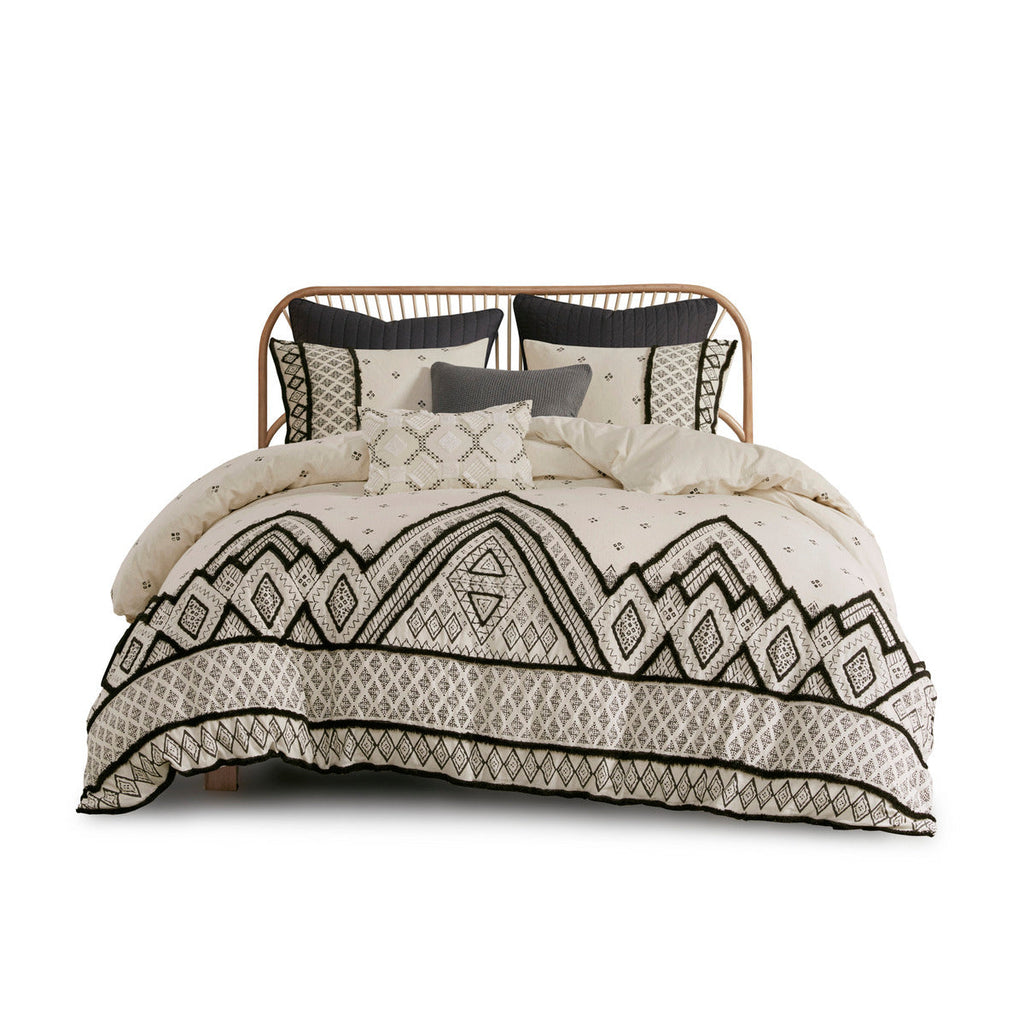 3-Piece Flax & Cotton Blend Duvet Cover Set – One Size, Fits Full/Queen Beds