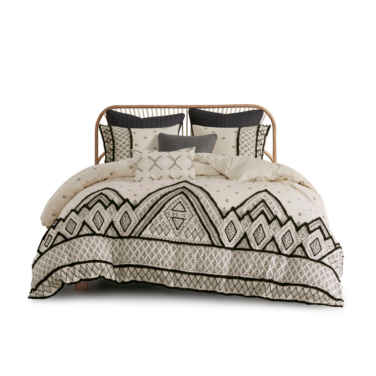 3-Piece Flax & Cotton Blend Duvet Cover Set – One Size, Fits Full/Queen Beds