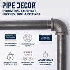 3-Tier Industrial Pipe Wall Shelf Bracket Kit – Black Steel