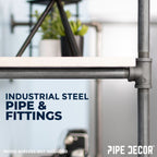 3-Tier Industrial Pipe Wall Shelf Bracket Kit – Black Steel