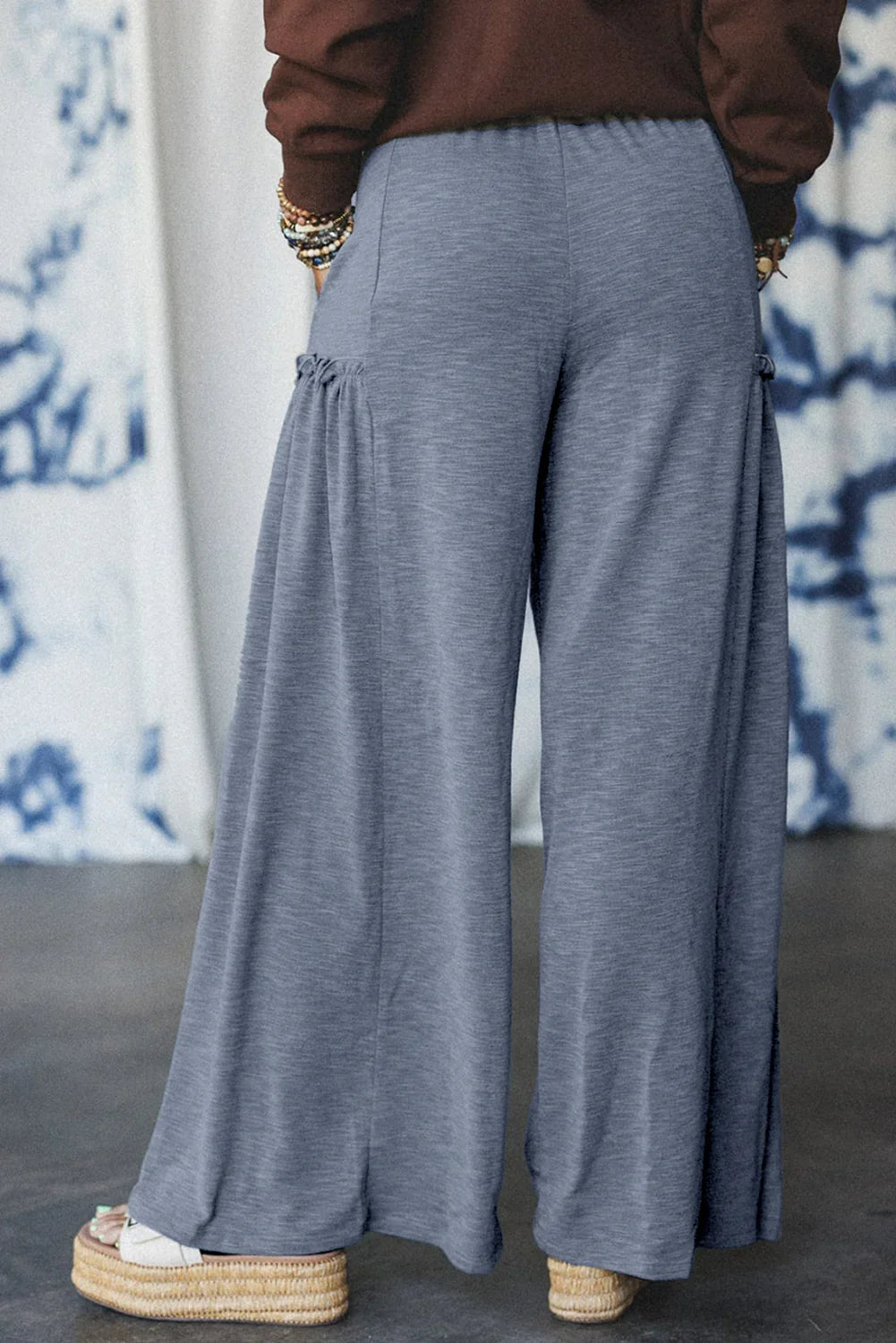 Women’s High-Rise Frill Detail Wide-Leg Pants
