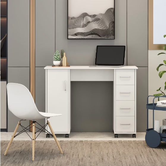 Home Office Computer Desk with Drawers – Nail Art Table (White)