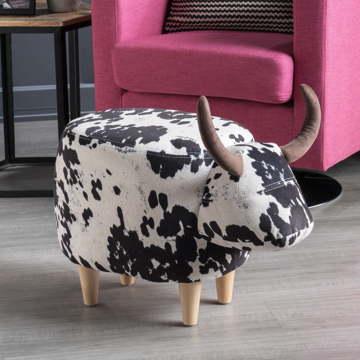 Cow-Shaped Accent Ottoman Footstool – Color options
