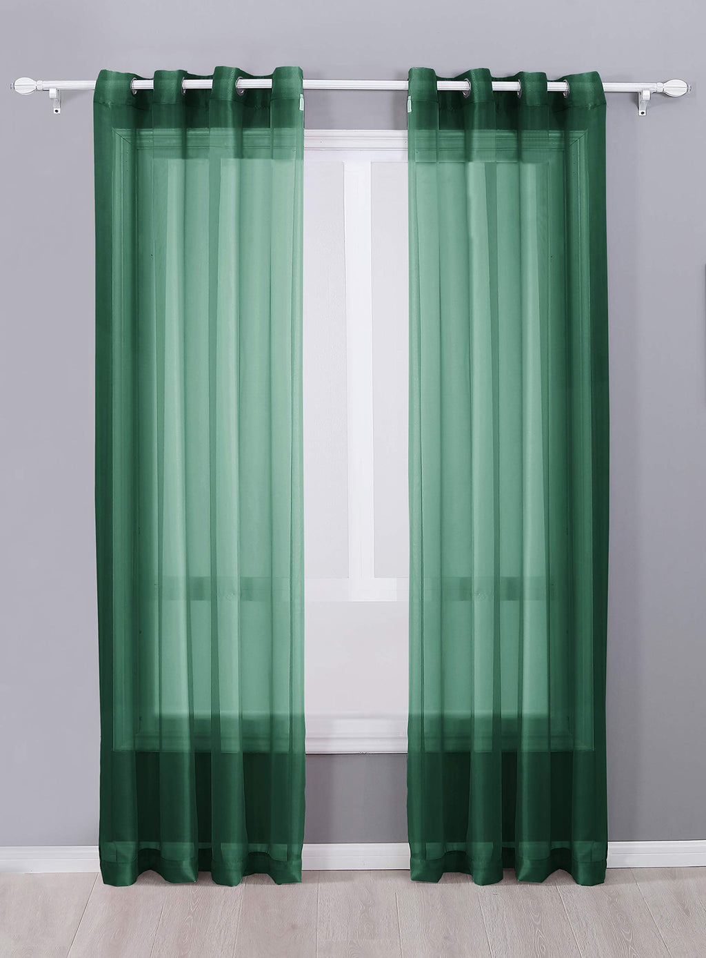 2-Piece Sheer Voile Curtain Panel Set – Decotex (54 × 84, Hunter Green)
