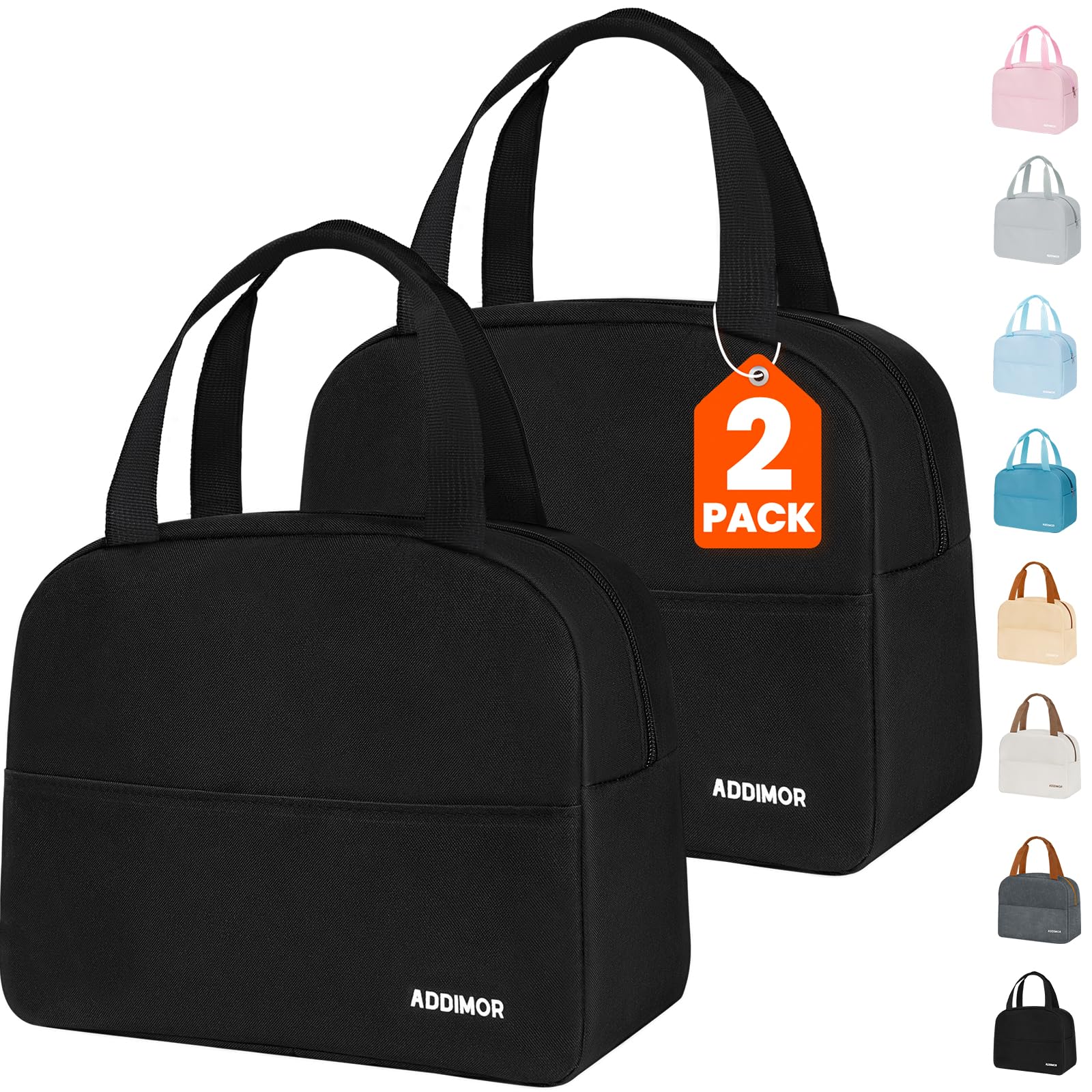 Insulated Leak-Proof Lunch Bag Set – 2 Pack (Black)