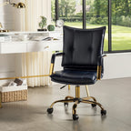 Faux Leather Swivel Office Desk Chair – Hulala Home (Navy)