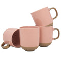 4-Piece Speckled 24 oz Ceramic Mug Set with Metallic Handles – Elanze Designs (Pink)