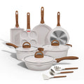 13-Piece Nonstick Granite Cookware Set – Jeetee Induction Pots & Pans (White)