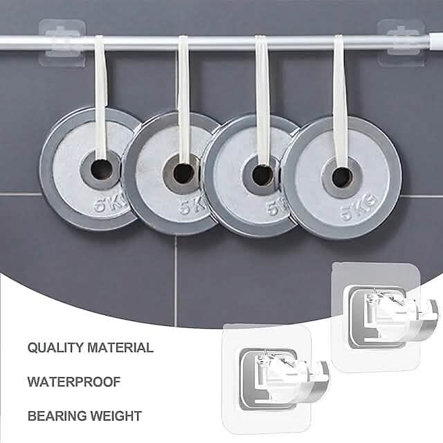 4-Piece No-Drill Curtain Rod Hook Holder Set – Clear