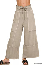 Zenana French Terry Washed Exposed-seam Wide Leg Pants