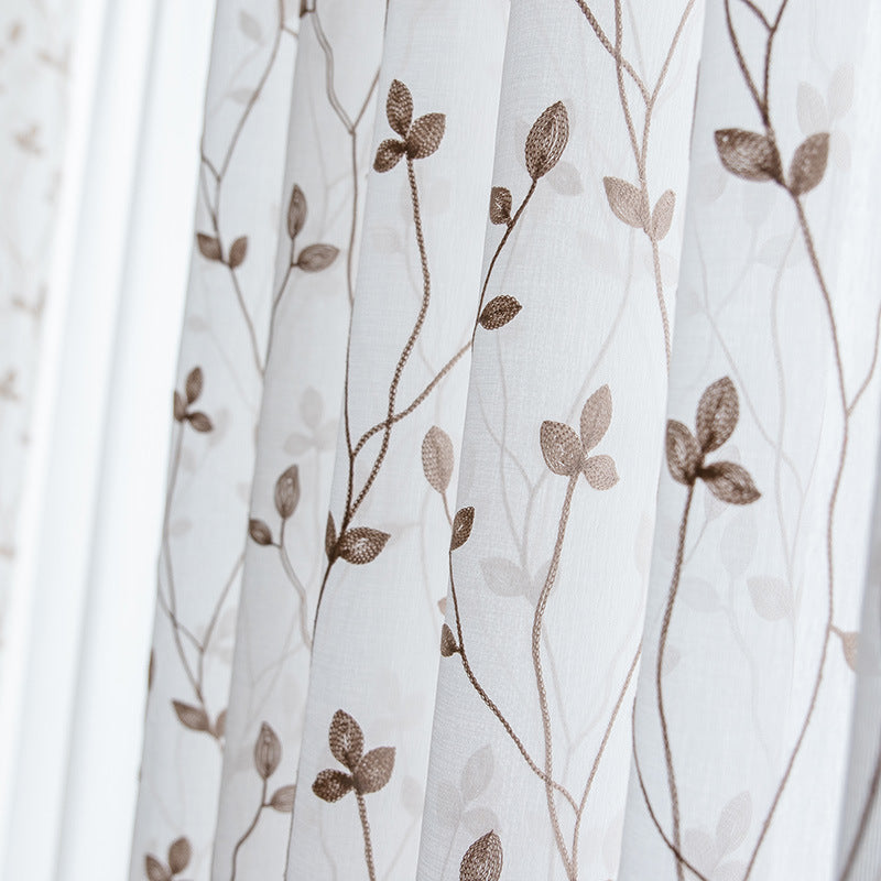 Pastoral Sheer Embroidered Curtain – Light-Filtering Design
