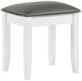 Upholstered Vanity Stool – Metallic Gray & Glossy White