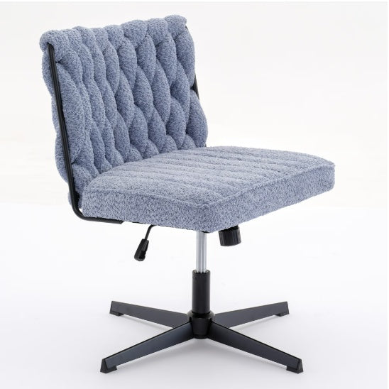 Armless Office Desk Chair – No Wheels (Blue)