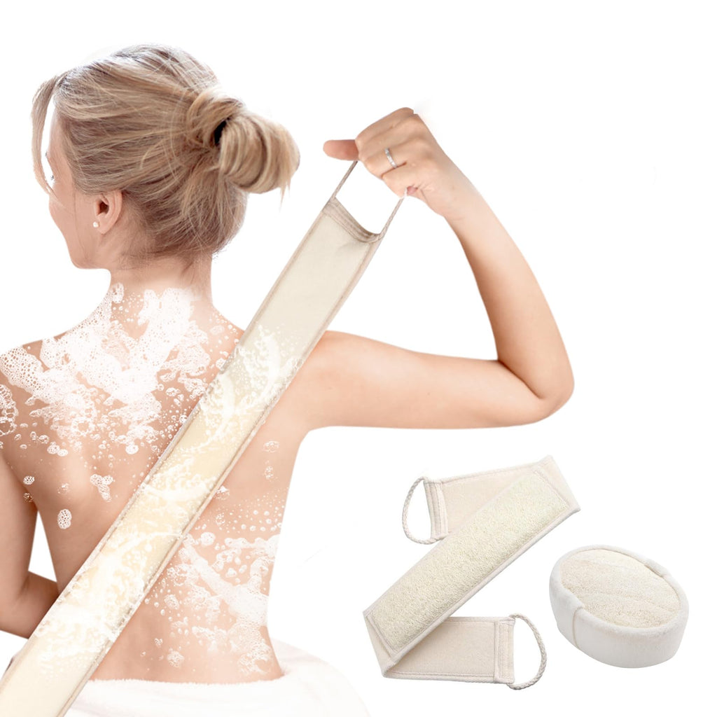 Natural Loofah Back Scrubber & Sponge Set – 2 Pieces