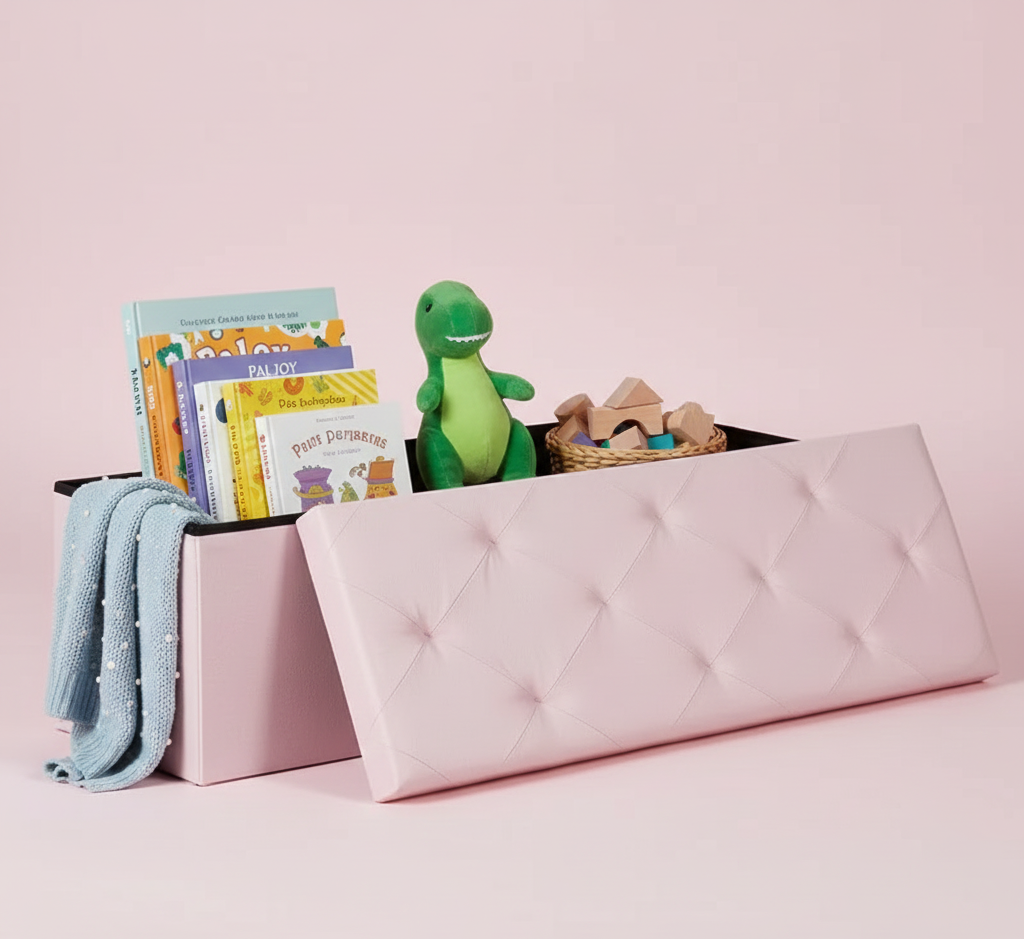 Folding Storage Ottoman Bench – Multiple Sizes & Colors