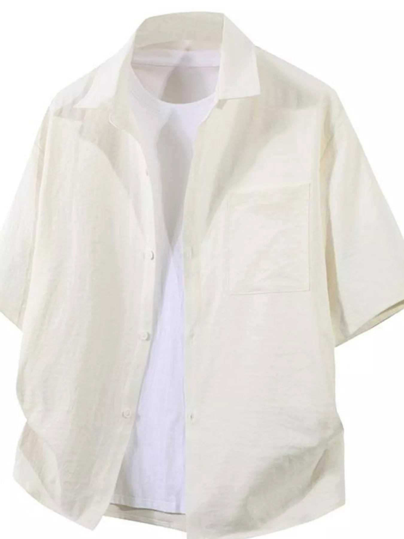Men’s Plus Size Oversized Short Sleeve Button-Down Shirt