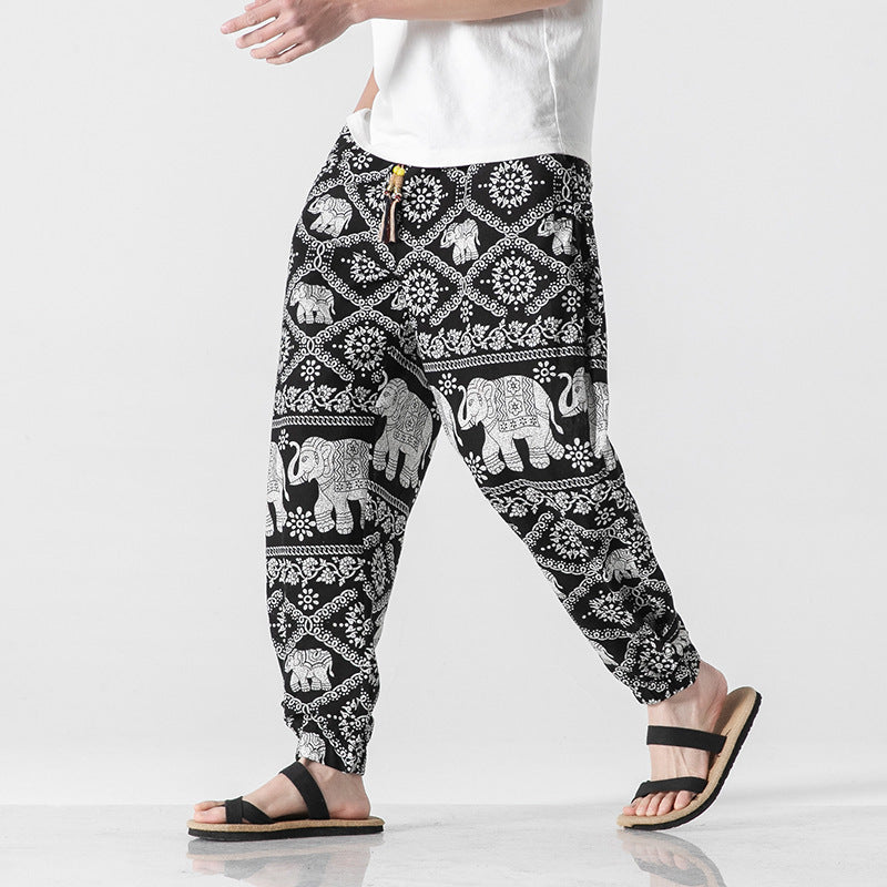 Men’s Retro Cotton Drawstring Pants
