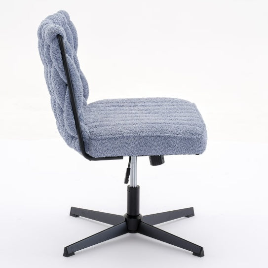 Armless Office Desk Chair – No Wheels (Blue)