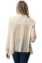 Embroidered Sheer Georgette Blouse with Beaded Trim